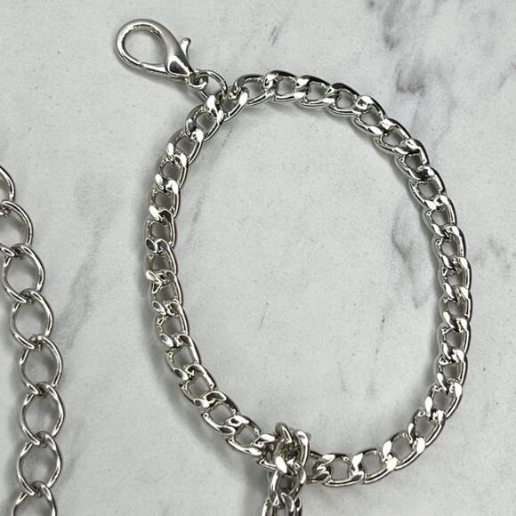 Silver Tone Open Circle Hoop Metal Chain Link Belt Y2K Festival ✨ - Picture 2 of 12